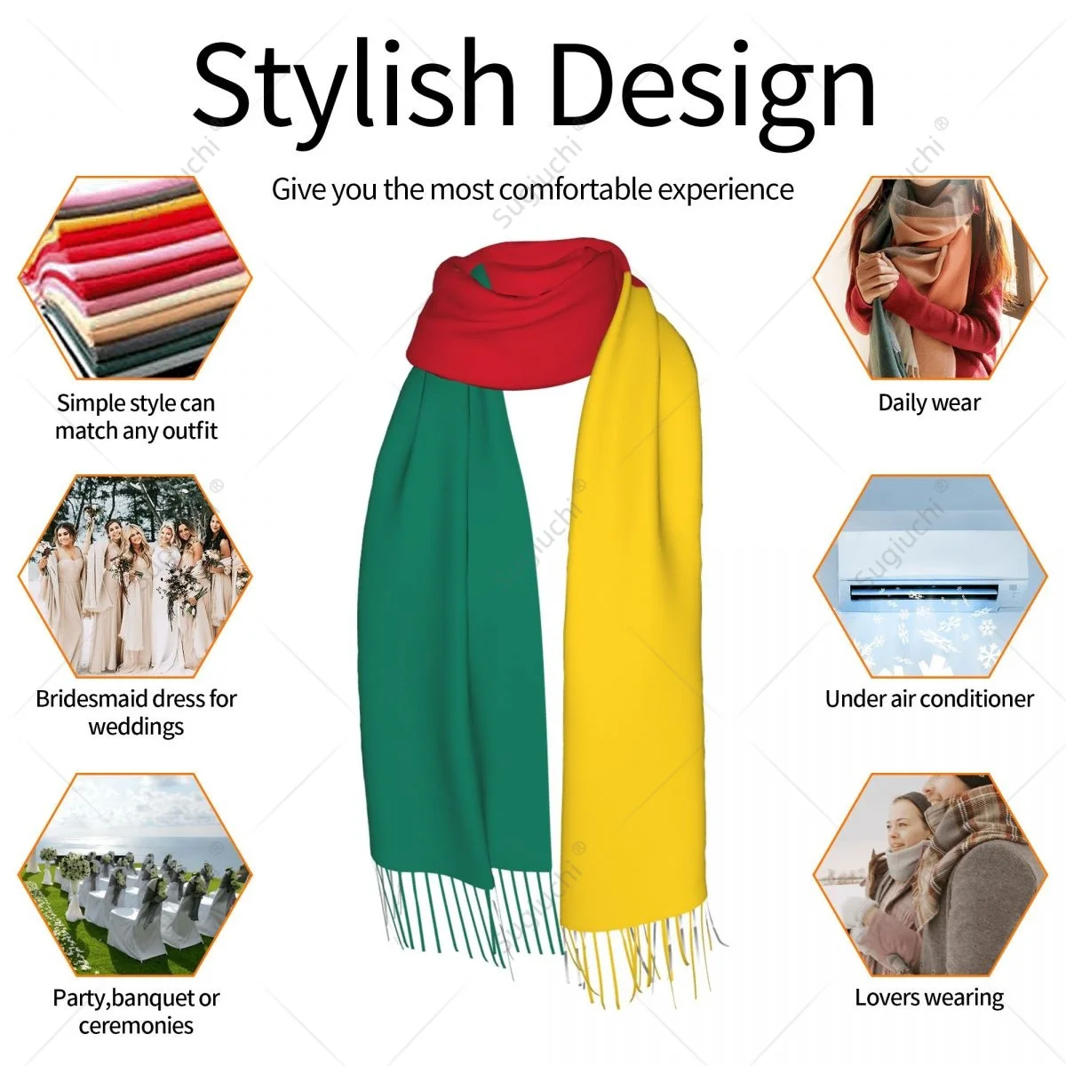 Cameroun Feel-Écharpe Pashmina Chaude, Châle Rond Hijab, Multifonction, Unisexe, Printemps, Hiver