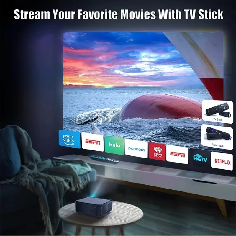 Proyektor Android WiFi 8000 Lumens Native 1080P Full HD Beamer Video LED LCD Proyektor Mini Home Theater 4K