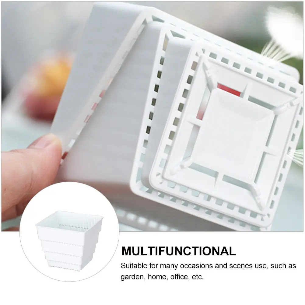 

1pc Resin Square Flower Pot Breathable Plant Holder For Succulents Durable Garden Decor Home Office Use Eco-Friendly Planter