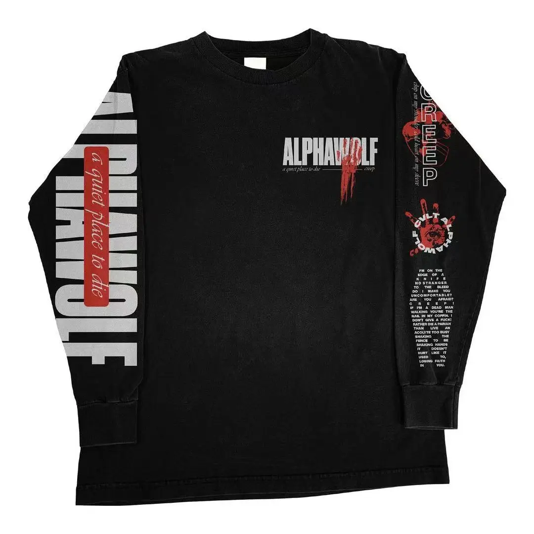 

Vintage Harajuku Hip Hop T-Shirt Men Women Oversized Long Sleeve Cotton Goth Graphic Streetwear Y2K Tops for Unisex