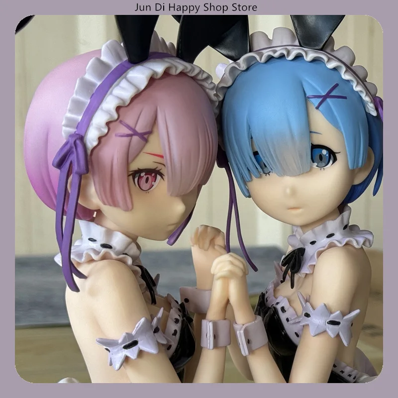 

31.5cm Re:Zero Rem & Ram Bunny Girl Kneeling Pose 1/4 Scale PVC Figure Statue Desktop Decoration Gift​