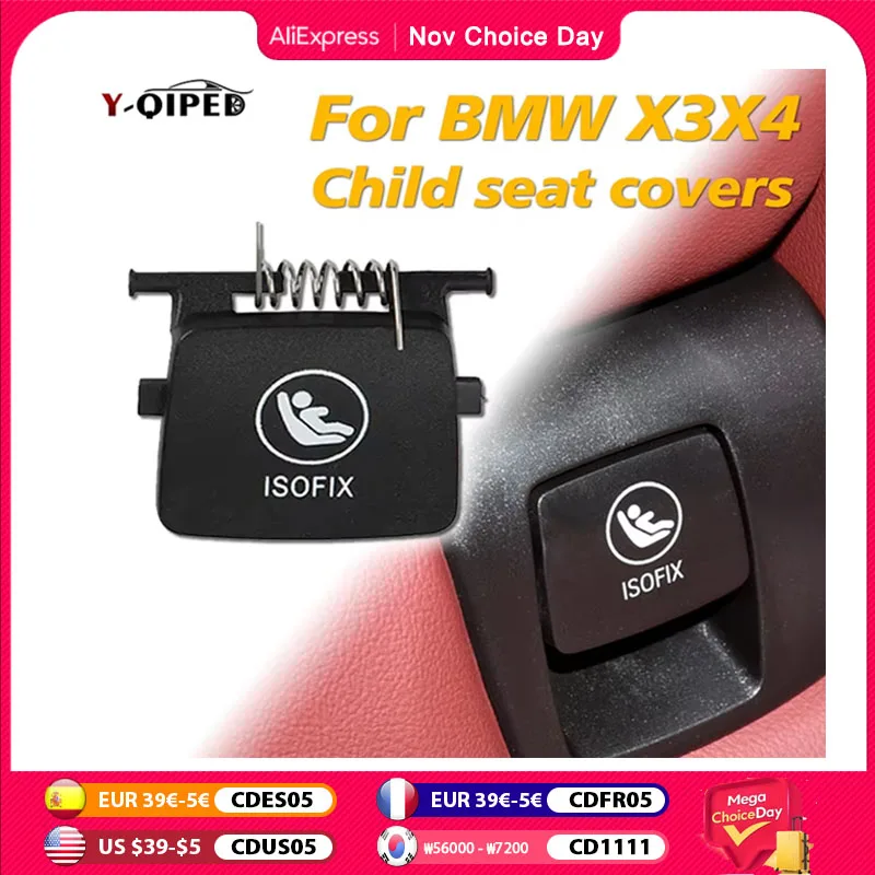 For BMW G01 Car Rear Child Seat Anchor ISOFix Cover Flap 52207474100 Auto Replacement Parts For BMW X3 X4 G02 G08Car Seat Covers