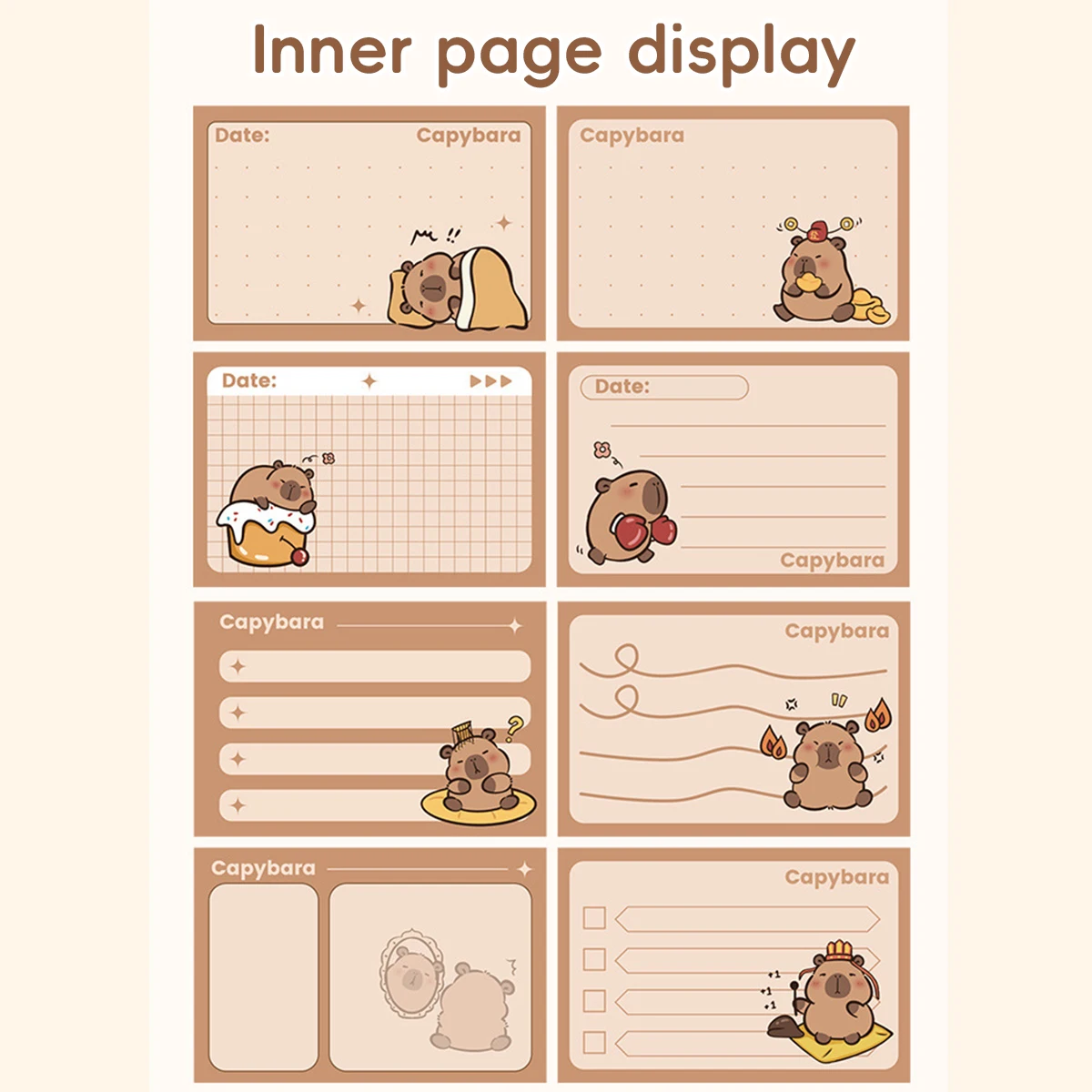 256 Sheets/Box Square Capybara Pull Out Sticky Notes Stickable Decoration Message-Leaving Note Office School Supplies Stationery