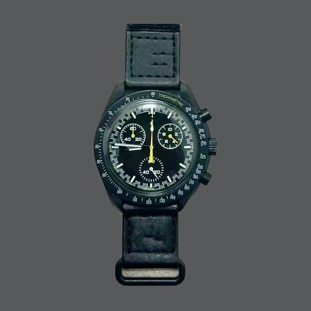 New Men's Auto Date Moon Phase Mercury 6-Hand Chronograph Quartz Watch Multi Functional Space Celestial Design Hot