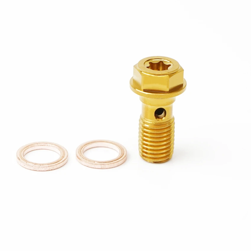 Universal Golden M10X1.25 Banjo screws stainless steel for Motorcycle Brake tubing Hose brake caliper Yellow Oil Nozzle screws