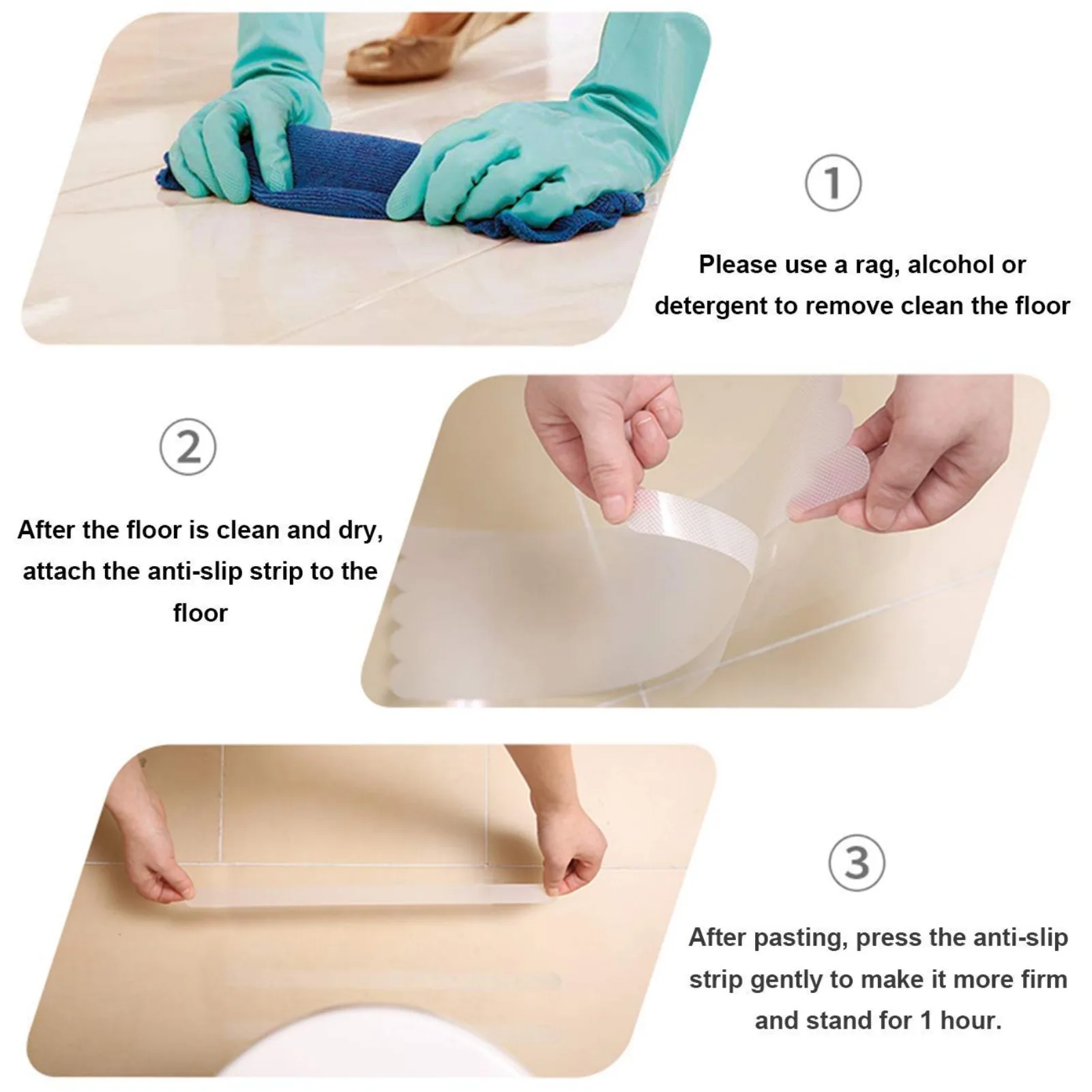 Anti-slip Strips, Safety Shower Treads Stickers,Floor-Strength Adhesive Grip Appliques for Baby,Senior,Adult (Clear).