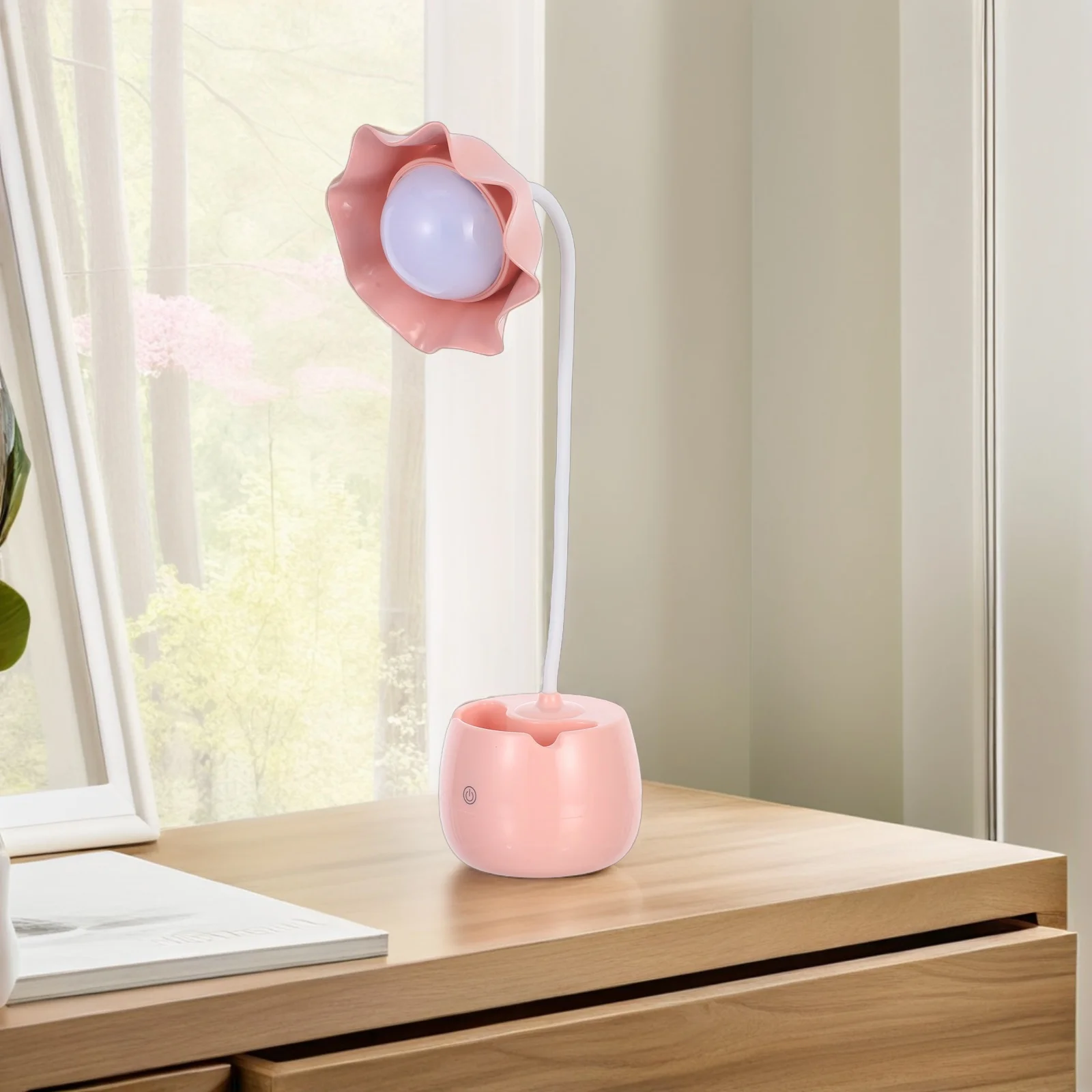 

Lamp Eye Protection USB Study Light Dimmable Flower Design Desk Lamp Plastic Material Non Flickering Gift Night Light