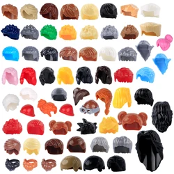 City Figures Hair Accessories Building Blocks Body Parts Curly Headwear Hairstyle Boys Girls Long Short Red Pink Bricks Toy Gift