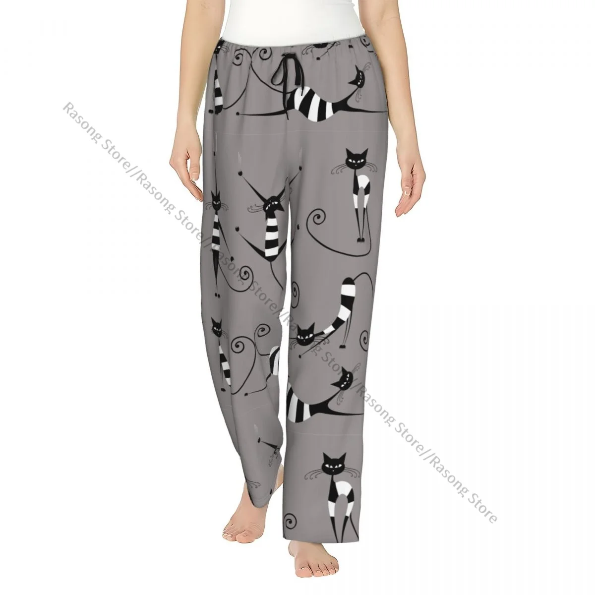 

Women Flannel Lounge Pants Soft Cool Cats Crazy Cats Pajama Pants Winter Sleepwear