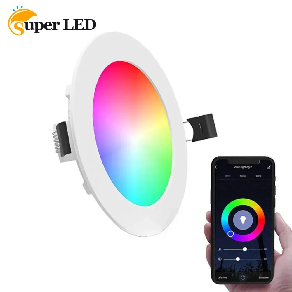 Tuya RGB LED typu Downlight RGB + CW z możliwością przyciemniania reflektor 10W inteligentne oświetlenie sufitowe Bluetooth pilot aplikacji sterowanie inteligentnym życiem W inteligentnym domu