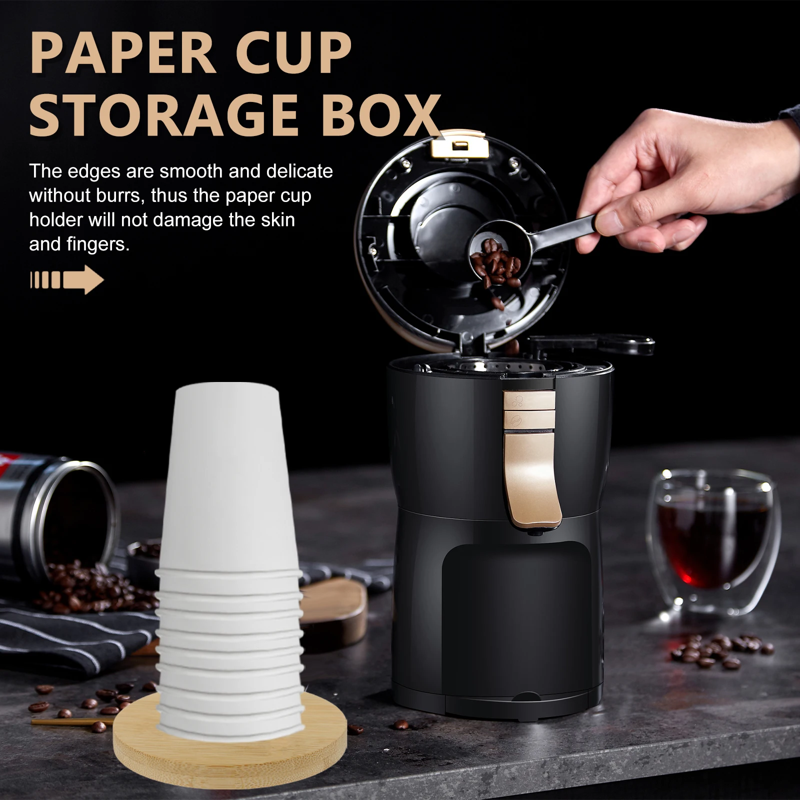 

12Pcs Bamboo Paper Cup Holder Organizers For Countertop Coffee Cup Storage Rack