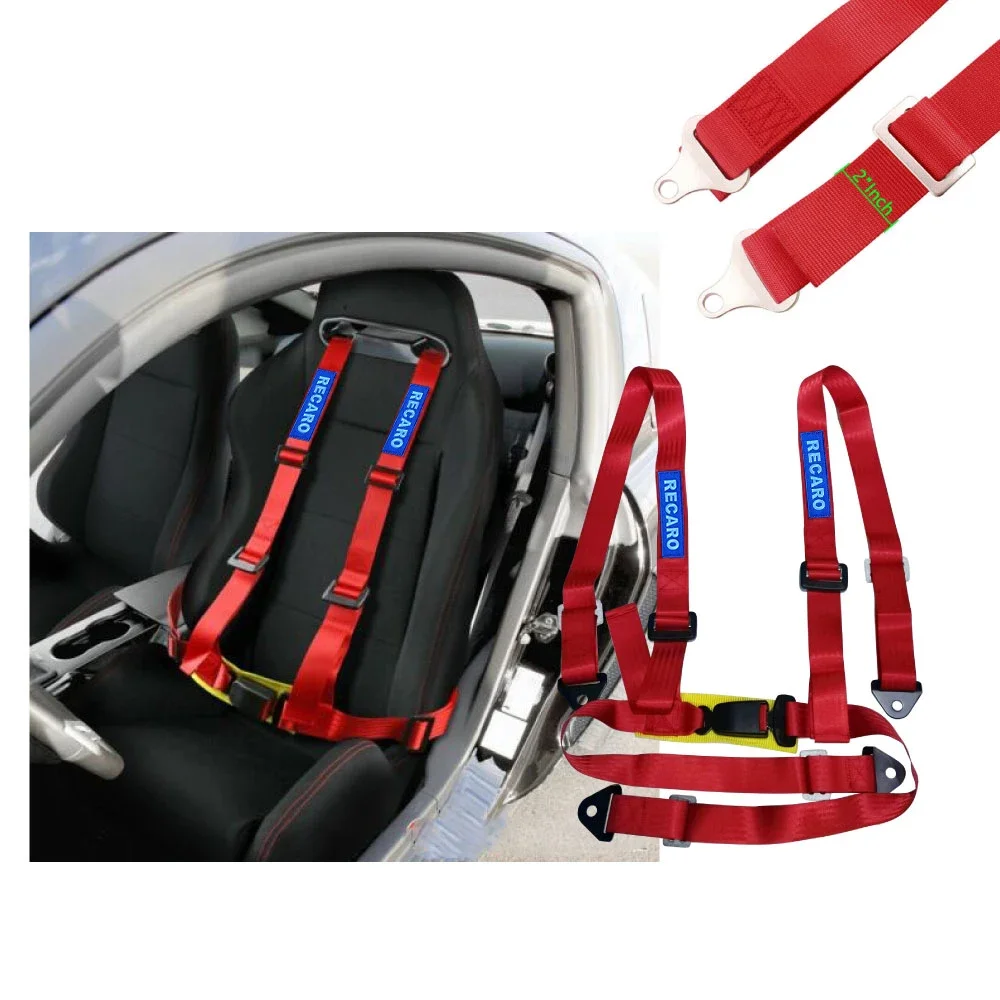 Racing Harness Seat Belt Universal Sports RECARO 2 Inch 4 Point Fixing Mounting Drifting Car Safety Harness Racing Seat Belt