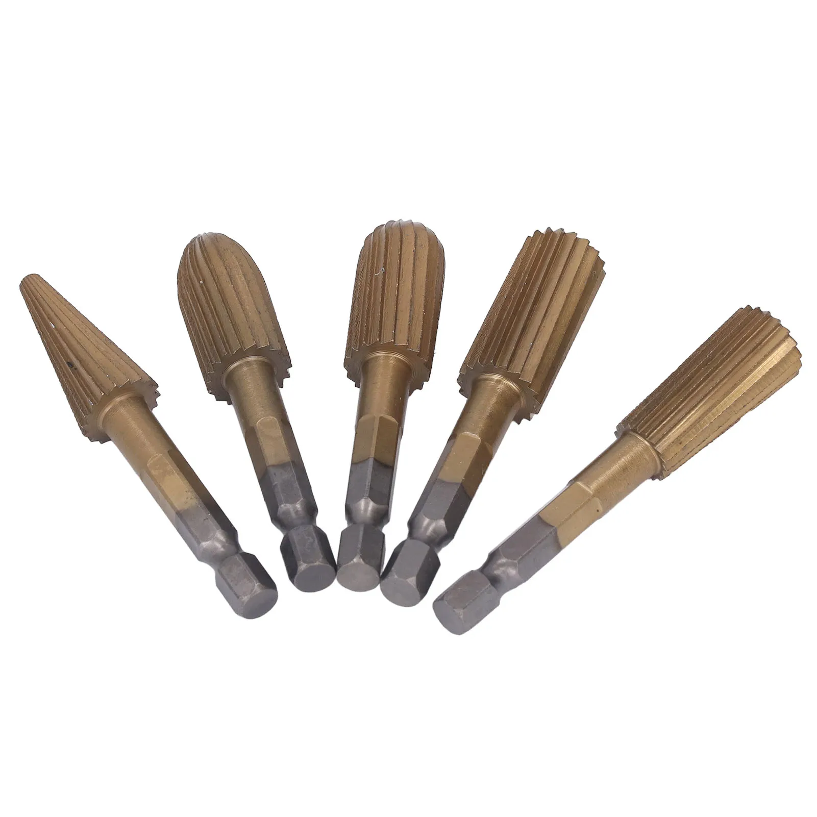 5Pcs Rotary File Burr Grinding Bit High Speed Steel Hex Shank Tool Set Kit for Plastic Stone