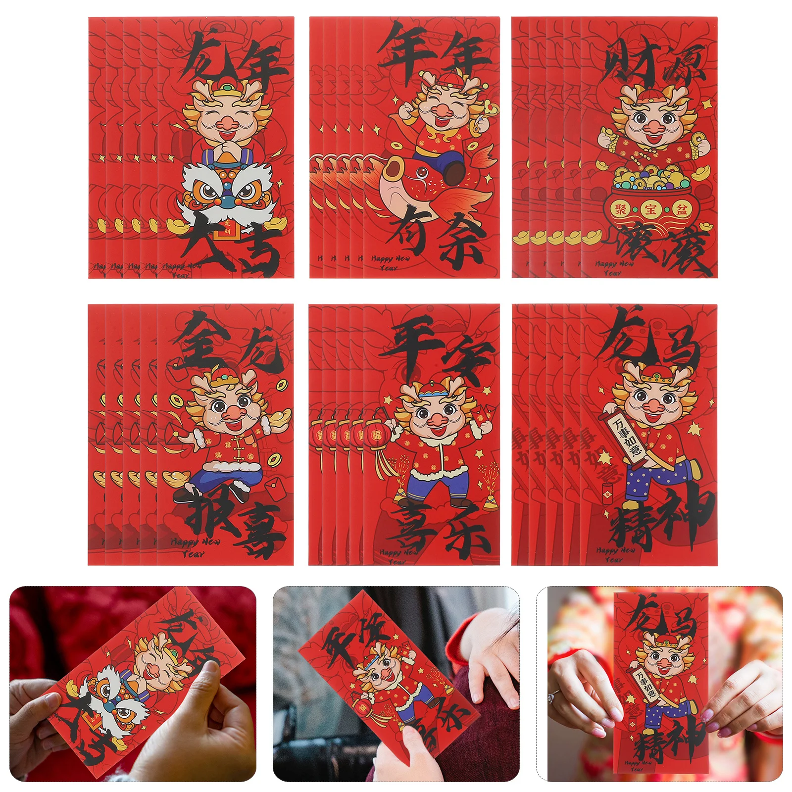 

24Pcs Chinese Style Red Envelopes Festive Paper Red Packets for New Year Luck Money Holders Holiday Gift Envelopes Decorative