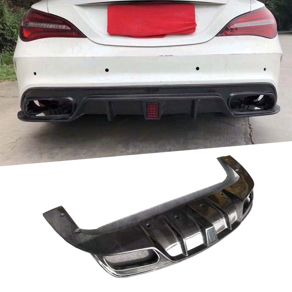 Carbon Fiber Rear Bumper Lip Extension For Benz W117 CLA180 CLA200 CLA250 CLA260 CLA45 2013-2018 With LED Light Rear Lip FRP