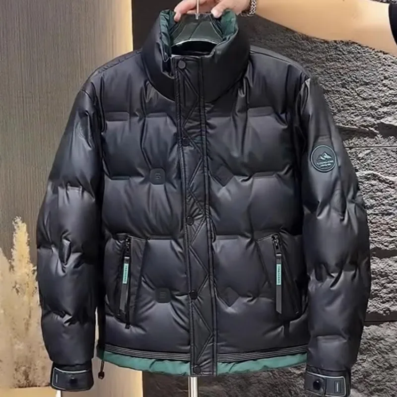 

High Quali Men's down Jaet Winter Faion Brand New Casual Warm Hooded Du down Coat Polyester Fiber Spor Sle Thiened