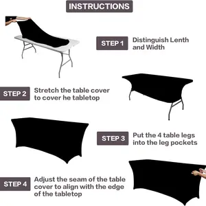 Stretch Spandex Rectangular Table Caps, Folding Tablecloth, Hotel Protector, Wedding, Cocktail, 4 FT, 6FT 10 Main Sales Tablecloth 4 Chairs - №5