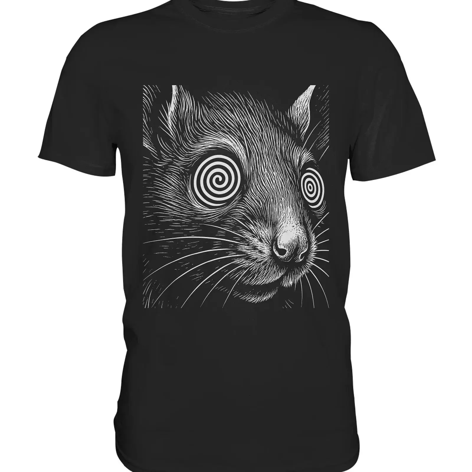Camiseta Trippy Ratte con Diseño de Ojos Hipnóticos, Estilo Psicodélico, Color Negro, Estilo Techno Trip Vintage, Lavada, Suave, Casual para Hombre
