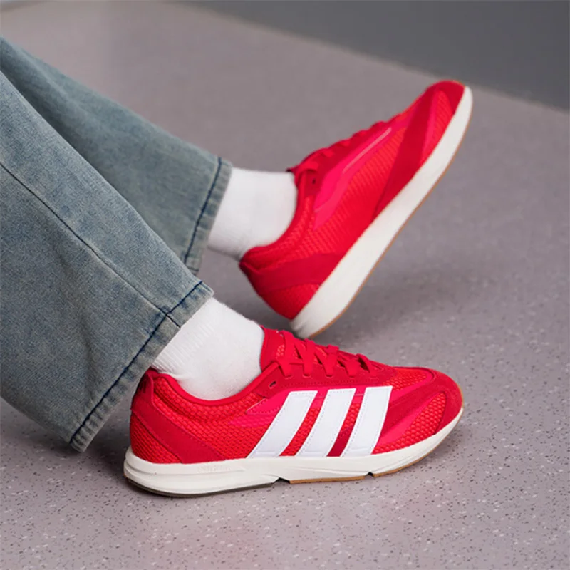 adidas  Bright Red White Mesh Retro Running Shoes  Suede Patch Gum Tip Low Top Casual Sneakers Men Women JQ7235
