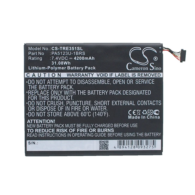 Tablet 4200mAh / 31.08Wh Battery For Toshiba PA5123U-1BRS Excite Pro  Excite Pro 10.1  AT15LE-A32  AT10LE-A-108