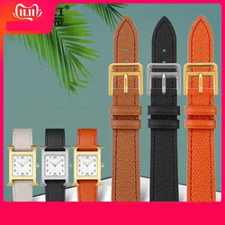 For Hermes Watch Band women's Genuine Leather 21 H black square thin Comfortable Soft cowhide Bracelet 14mm 16mm 18mm 20mm