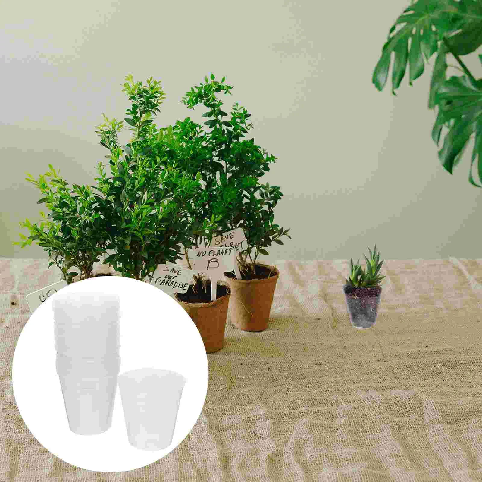 50 Pcs Nursery Cup Slotted Orchid Pot Plant Pots Flower Clear Starter with Drainage Holes Large Nutrition Bag