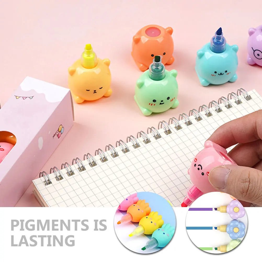 

3 Sets Cartoon Highlighter Novelty Pens Multicolor Cute Stationary Mini Highlighters for School Decorate