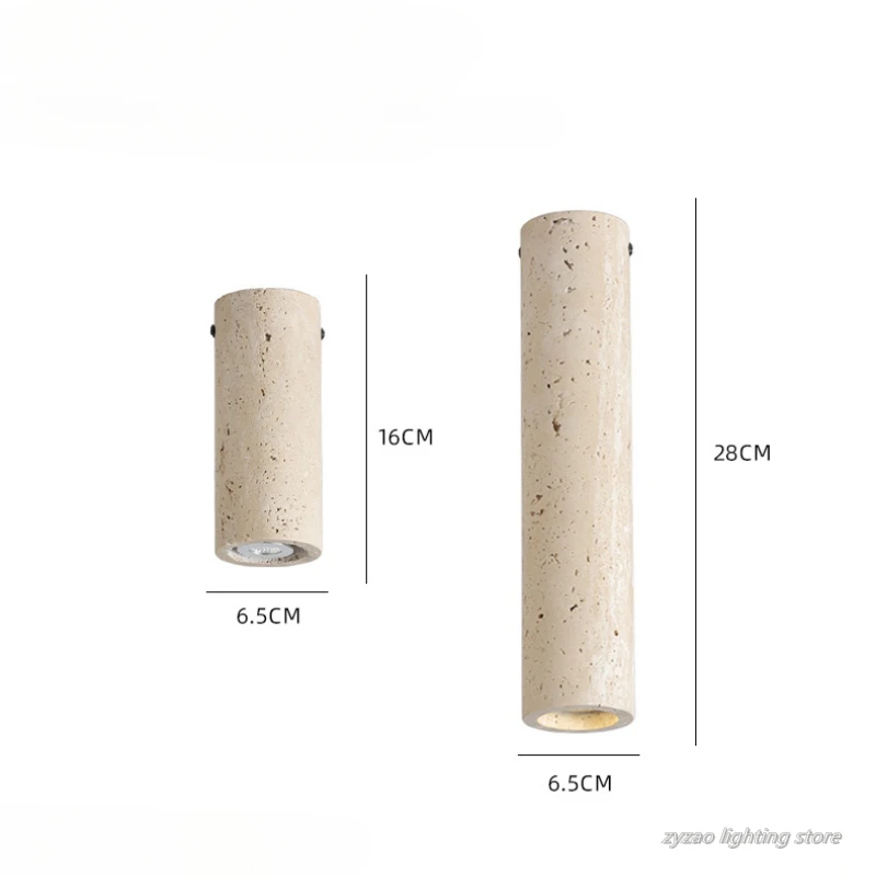 Japanese Wabi Sabi Style Yellow Cave Stone Cylindrical Ceiling Light Modern Simple Entrance Hallway Light Homestay Retro Lamp