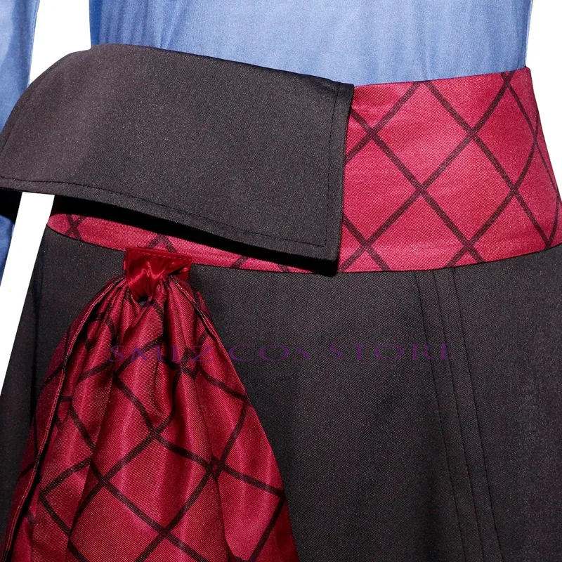 홀로 코스프레 애니메이션 스파이스 앤 울프 의상 블루 유니폼 셔츠 드레스 가발 세트 할로윈 파티 롤플레이 의상 여성용