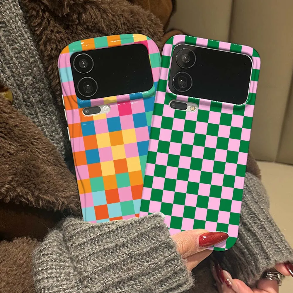 

Luxury colored grid Cover For For Xiaomi 17 15 14 14T 13 12T 11 11i 11X Pro Max Lite NE 5G Feilin Wave Oil Shell