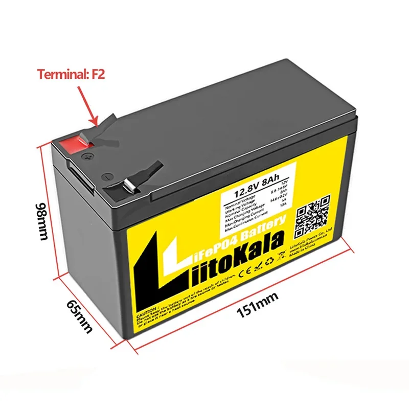 Imagem -05 - Liitokala-bateria Lifepo4 Recarregável Ciclo Profundo 12v 8ah 12.8v Construção em Bms Armazenamento de Energia de Brinquedos rc 15 Pcs