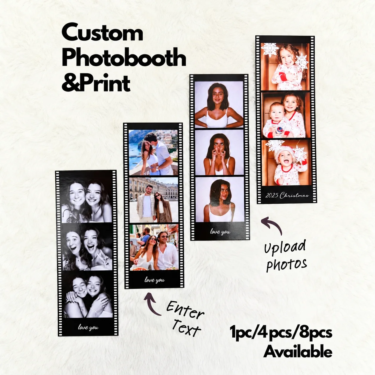 1/4/8pcs Custom Photo Strips In A Personalized Film-Strip Style—Perfect As Wedding Favors, Bookmarks, Valentine’s Day Gifts