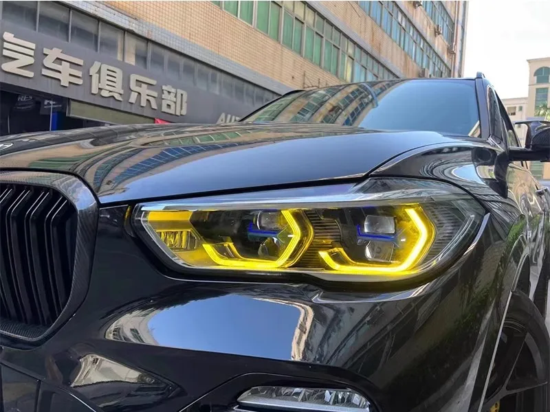 Laser Headlight Daytime Running Light Yellow For 2020 2021 BMW X5 G05 X6 G06 40ix 50ix SUV Angel Eyes DRL Led Boards Module
