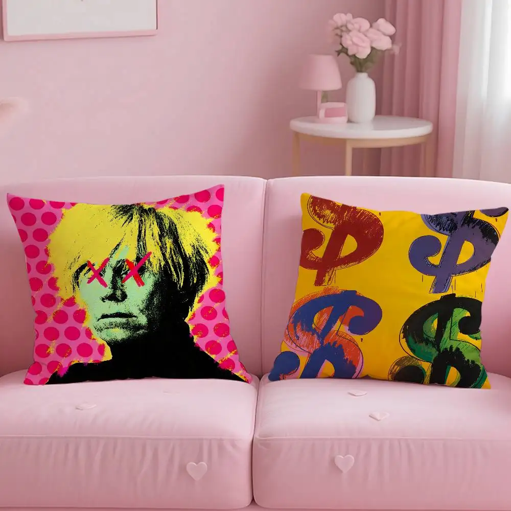 Pop Art Throw Pillow Cover Colorful Lips Dollar Sign Flower Print Cushion Case Modern Art Decor Pillowcase for Sofa Couch Living