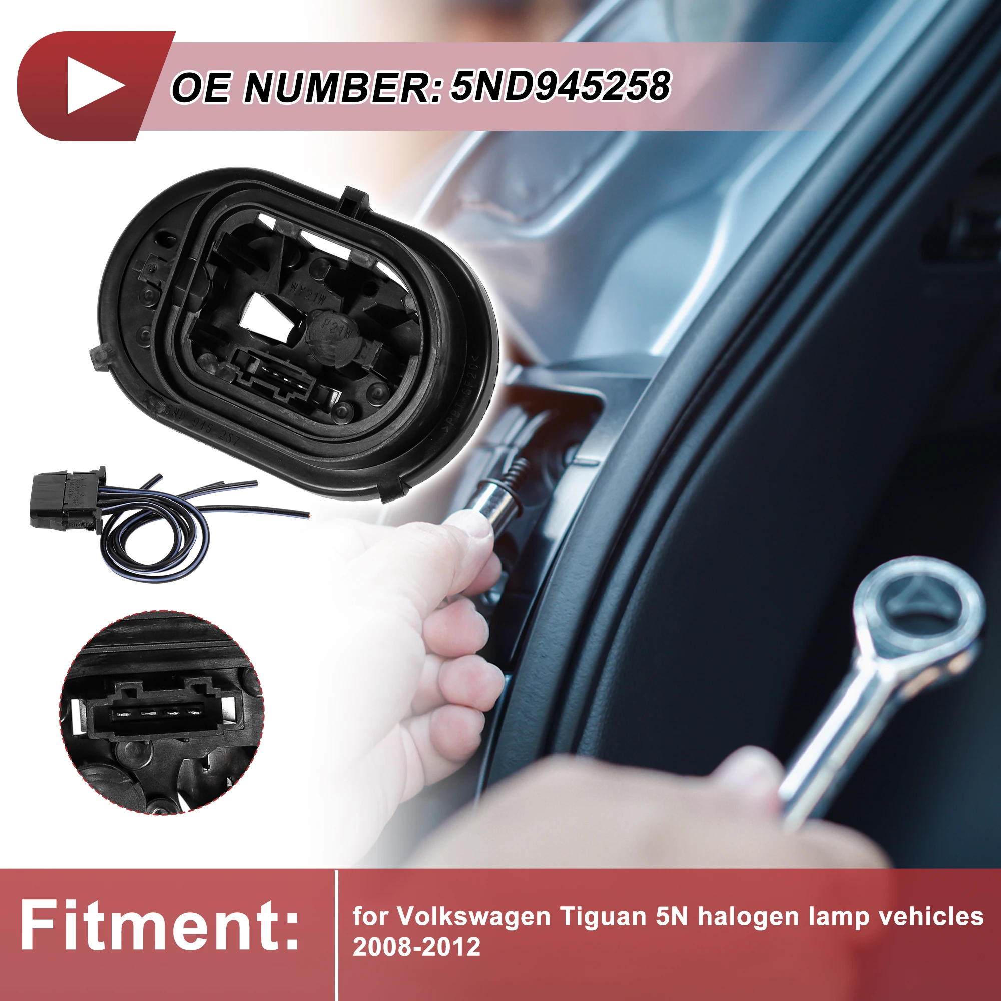 

UXCELL Left Tail Light Socket Wiring for Volkswagen Tiguan 5N halogen lamp vehicles