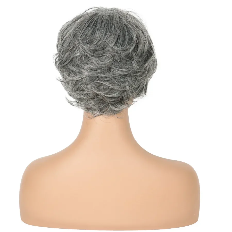 Chic Short Curly Wig in Gray for European and American Women