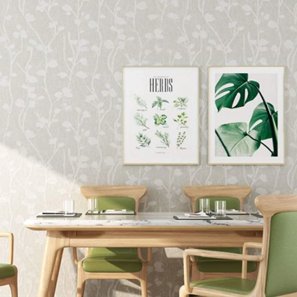 3D Embossed Branches and Leaves Self-adhesive Wallpaper Waterproof Durable Pastoral Style Peel & Stick Contact Paper for Walls