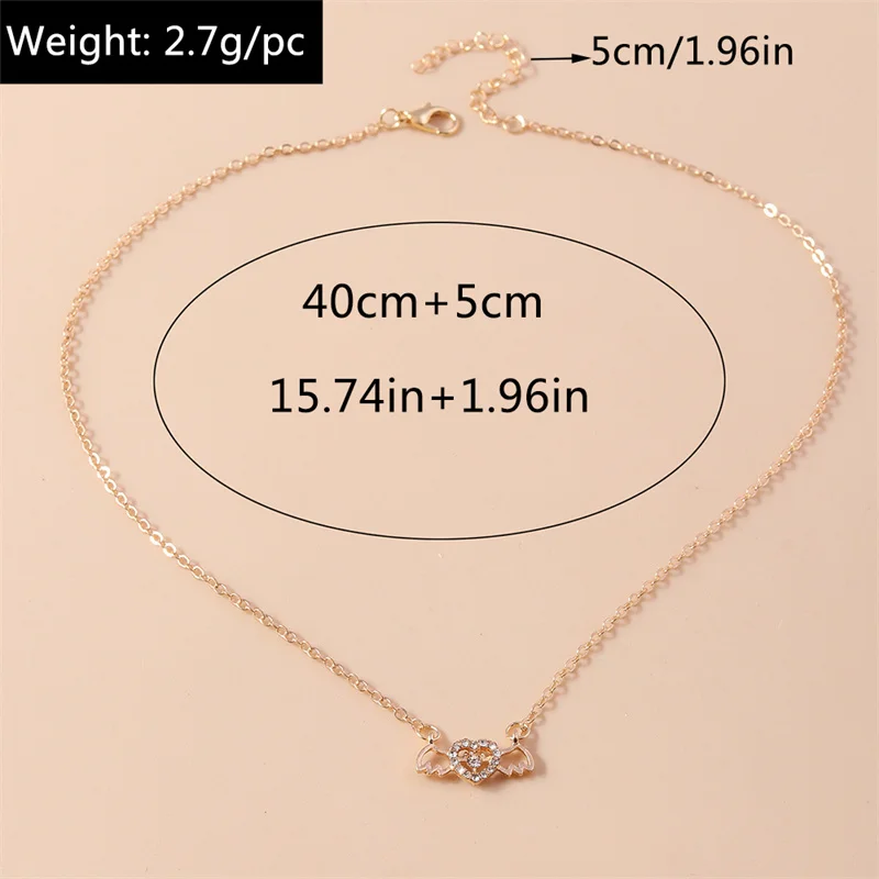 Aihua Kristall Engelsflügel Herz Anhänger Halsketten Damen Mädchen Einfache Y2K Rosa Weiß Zirkon Liebe Elegante Halskette Geburtstag Jewerly – Detail 13