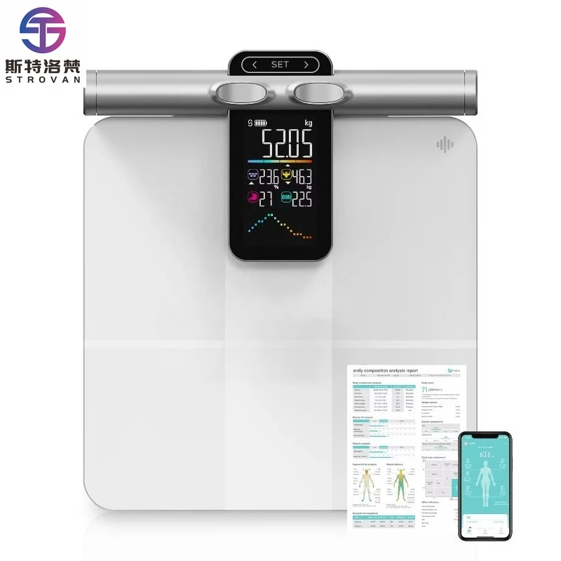 Smart for Bluetooth Digital Bathroom Scales 8-Electrode Tempered Glass Portable Body Composition Maximum Weight 180kg Home Use