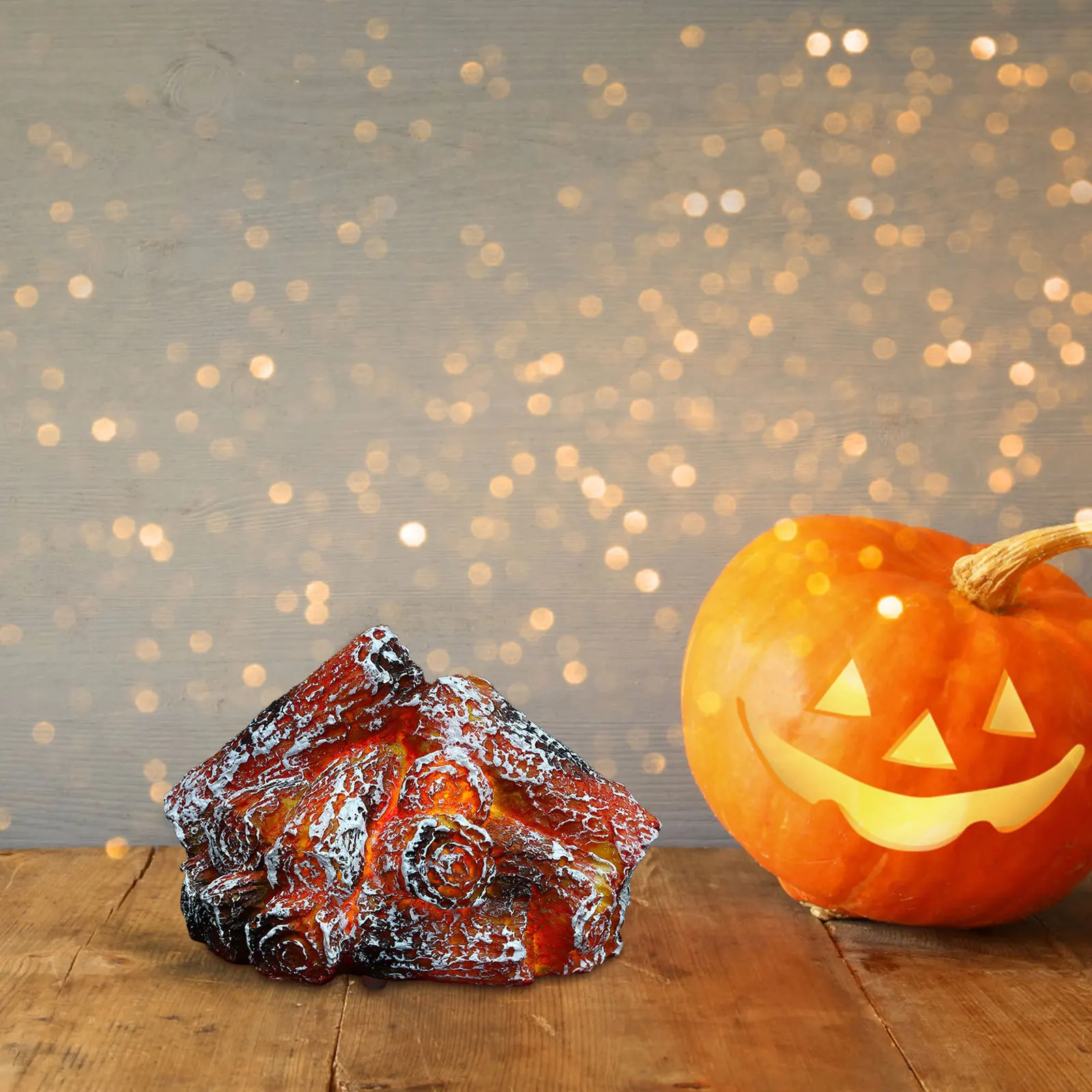 LED Resin Fake Fire Lamp USB Powered Realistic Charcoal Flameless Campfire Light Christmas Halloween Night Light Home Decor