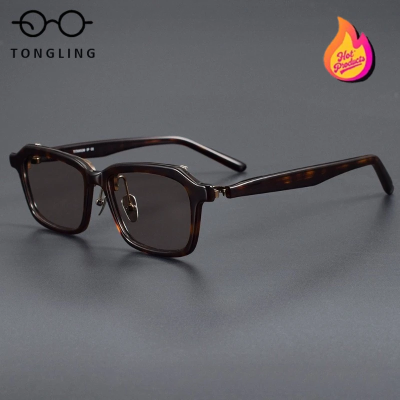

Fashionable Women HighQuality Acetate Titanium High-End Upward-Flipping Men Sunglasses Frame Supports Custom Prescription Lenses