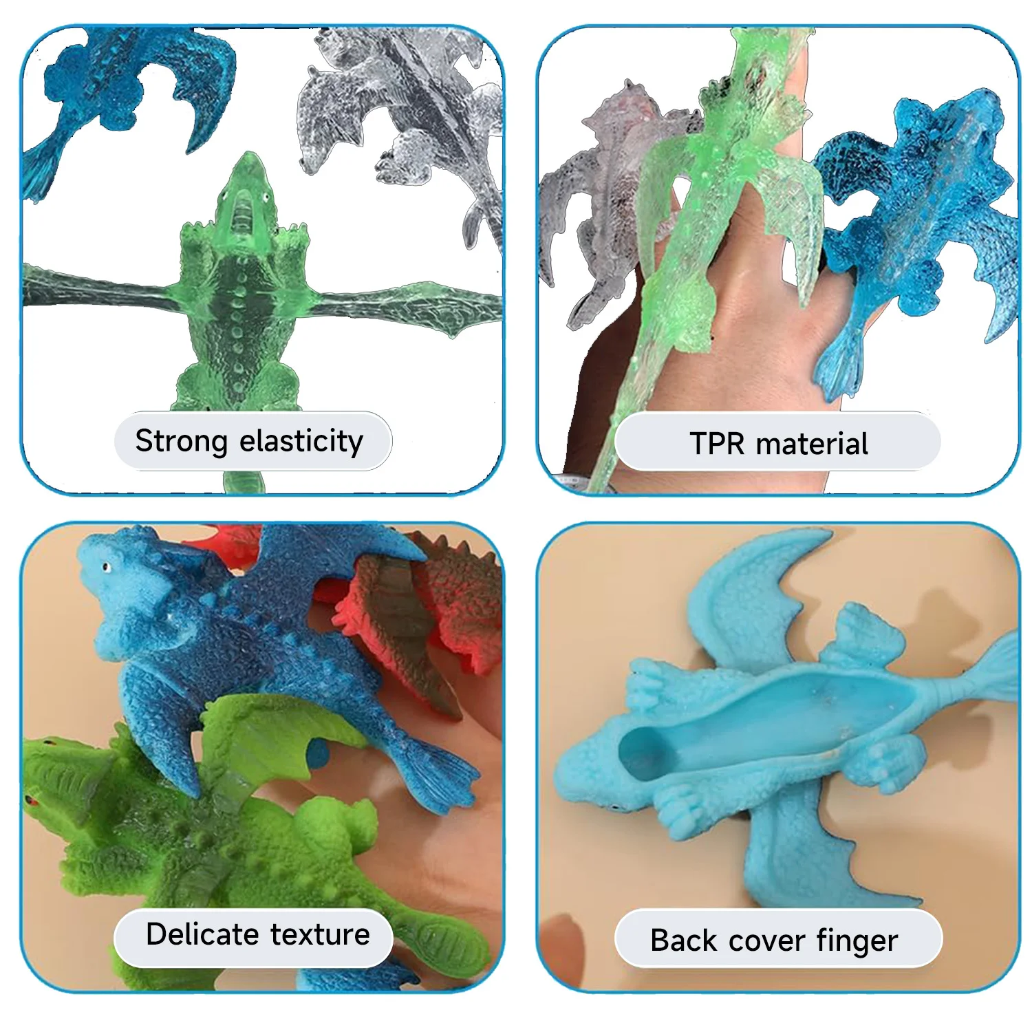 6PCS Dinosaur Finger Dart Cute Animal Model Toy Power Stretch Decompression Catapult Toy Fun Kids Gift Casual Dart Kids Toy