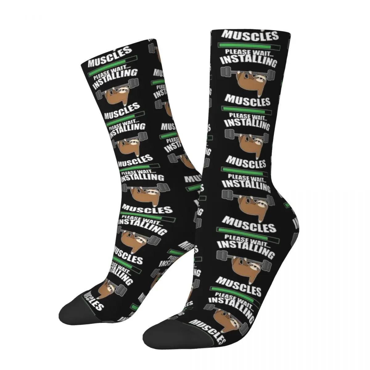 Cute Sloth Bodybuilding Weightlifting Socks Animal Funny Stockings Winter Anti Slip Adults Men Socks Medium Soft Cycling Socks