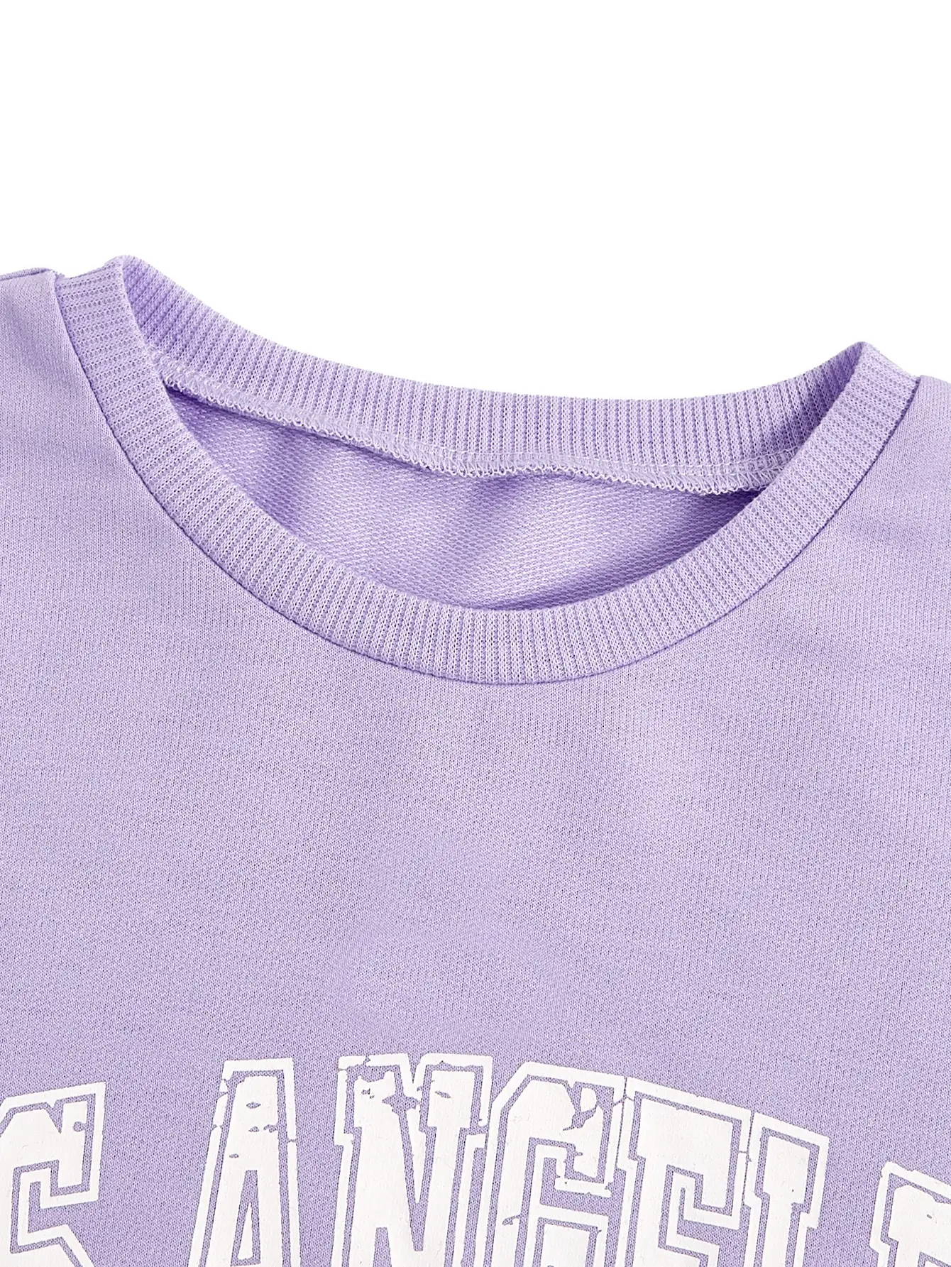 Spring and autumn children\'s girls round neck letters hot purple splicing long sleeves lazy wind comfortable casual hoodie