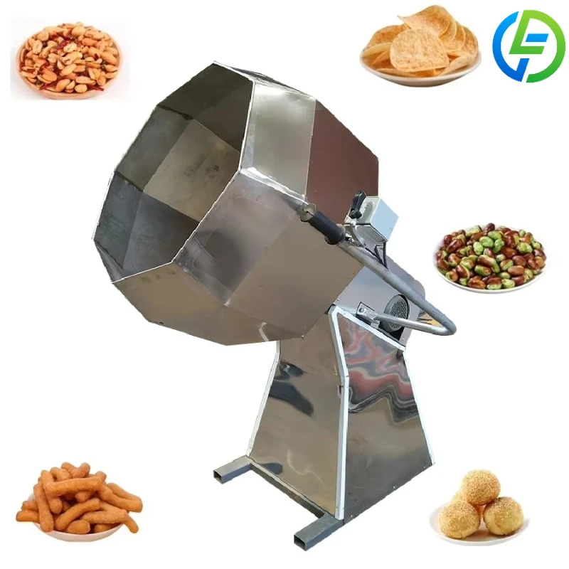 Máquina de Sazonado Octogonal Personalizada para Alimentos Inflados, Galletas de Arroz, Palomitas de Maíz, Bocadillos Inflados, Equipo Automático para Mezclar Sazonadores