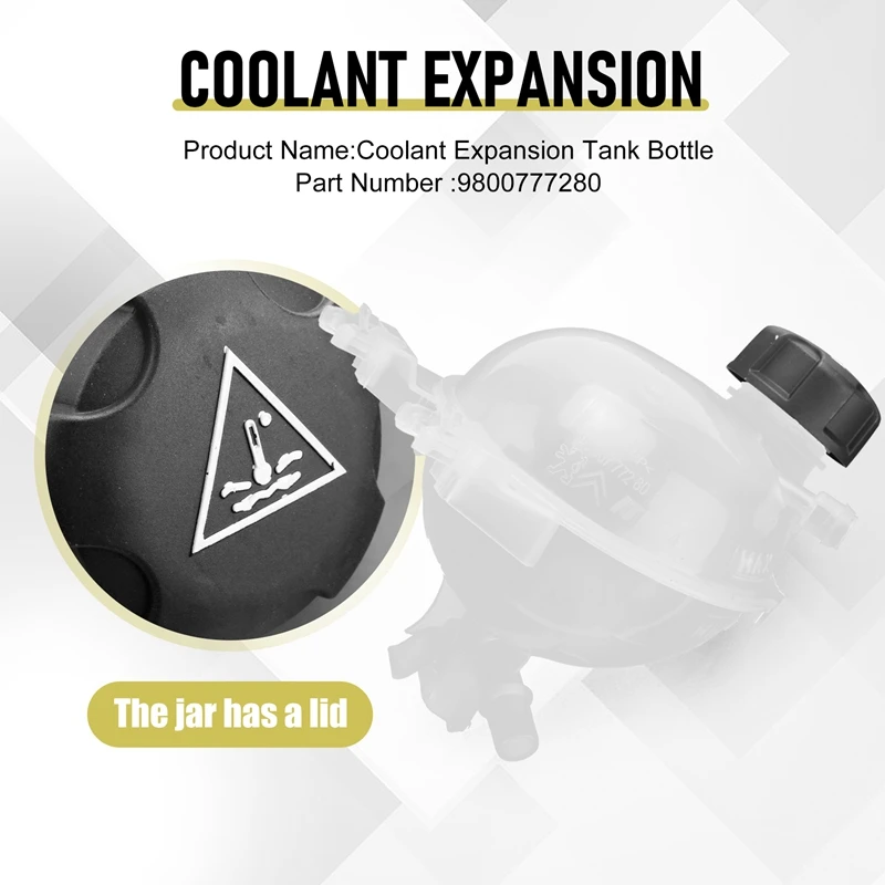 9800777280 Coolant Expansion Tank Bottle with Cap for Peugeot 207 208 2008 301 Vti Citroen C2 C3 C4 DS3