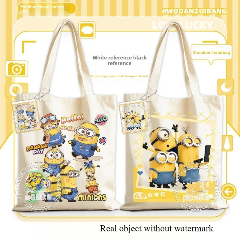 

Minions cartoon cute single-shoulder tote canvas bag kawaii home travel storage bag shopping bag anime merchandise wholesale