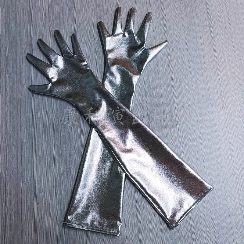 Radiación larga plateada con guantes elásticos, accesorios de ropa para discoteca, Bar de baile, accesorios de mano para fotografía