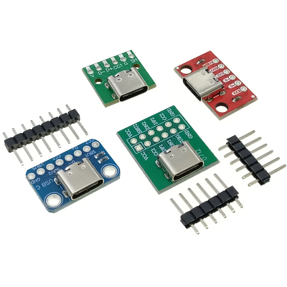 50pcs Type-C Female Test Board USB3.1 16P to 2.54 High Current Power Adapter Board Module for Arduino
