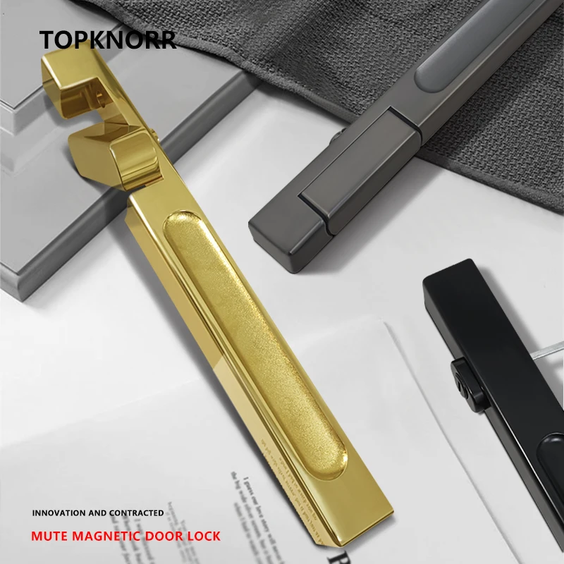 Imagem -05 - Topknorr-minimalista Fechadura Magnética Casa Interior Universal wc Quarto Preto Maçaneta de Madeira Mudo Quarto Door Lock